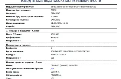 Barajevo-gradjevinski plac 5 ari